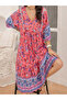 Floral Printed Half Sleeves V Neck Midi Dress - 3
