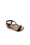 Cork Look Wedge Heel Beaded Black Women's Sandals - 4