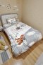 Gray Side Striped Airplanes Patterned Single Quilt and Pillowcase - 3