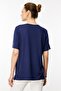 Women's Crew Neck Stone Printed Combed Cotton T-Shirt Navy Blue - 5
