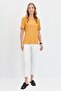 Women's Crew Neck Flamed Fabric Combed Cotton T-Shirt Mustard - 2