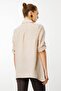 Women's Three Quarter Sleeve Linen Shirt Beige - 3