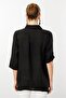 Women's Three Quarter Sleeve Linen Shirt Black - 4