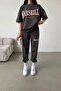 Marseille Printed T-Shirt Sweatpants Jogger - Anthracite Bottom Top Set Oversize Crew Neck - 5