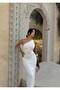 Sandy Slit Detail Dress with Draped Shoulder - 2
