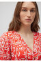 V-Neck Printed Red Dress 1310383-85891 - 5