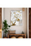 Hari̇kabi̇rev | Gold-White Soft Flower Themed Tempered Unbreakable Glass Table | Tmtekli̇