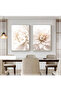 Hari̇kabi̇rev | Beige - Cream -White Abstract Flower (Jasmine) | Framed Glass Table 2 Pieces Vertical