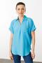 Women's Polo Collar Low Sleeve Shirt Blue - 2