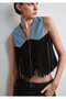 Brenna Iconic Tasseled Segmented Jean Vest Regular Fit 1110635-89495 - 2