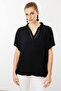 Women's Polo Neck Low Sleeve Shirt Black - 3