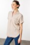 Women's Polo Collar Low Sleeve Shirt Mink - 2