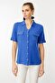 Women's Combed Cotton Shirt with Chest Pockets, Indigo