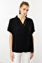 Women's Polo Neck Low Sleeve Shirt Black - 5
