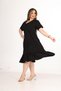 Plus Size V-Neck Short Sleeve Skirt Pleated Stylish Combed Viscose Midi Length Dress - 5