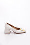 Women's Square Buckle Short Thick Heeled Shoes White Opening 234492859