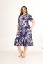 Plus Size V-Neck Short Sleeve Skirt Pleated Stylish Combed Viscose Midi Length Dress - 7