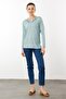 Women's Embroidered Long Sleeve Combed Cotton Blouse M.Green - 4