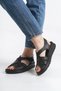 Ravena Black Daily Anatomical Orthopedic Vegan Leather Comfortable Sole Women's Slippers Sandals - 4