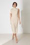 Cream One Shoulder Detailed Full Fit Long Dress
