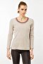 Women's Crew Neck Embroidered Cotton Blouse Beige - 2