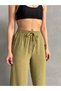 Women's Oil Green Soft Modal Containing Elastic Waist Palazzo Trousers - 4