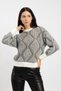 Women's Vita-188 Game Crew Neck Knitwear Sweater Gray - 3