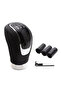 Universal Black Stitched Leather Sporty Look Gear Shift Knob Manual Gear Shift Lever with Cover and Attachment