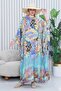Women's Patterned Maxi Large Size Turtle Dress - 4