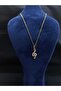 Left Switch Model Music Art Themed Zircon Stone Yellow Plated Steel Necklace - 4
