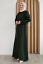 Damla Stone Patterned Khaki Ferace - 5