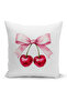 Cherry Series Double Sided Digital Printed Throw Pillow Cover (Cherry with Bow)