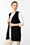Women's Square Knitted Long Knitwear Vest Black