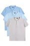 Men's 3-Pack Dark Blue-Blue-Grey Slim Fit Slim Fit Cotton Plain Pique Polo Collar T-Shirt