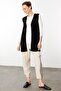 Women's Square Knitted Long Knitwear Vest Black - 6