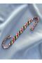 Pink and Green Striped Tiny Heart Detailed Knitted Bracelet - 2