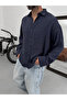 Navy Blue Paisley Patterned Shirt G-5697/4 - 3