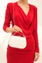 Mother of Pearl Satin Handle Chain Strap Women's Evening Dress Bag - 6