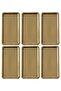 Stainless Steel Gold Color Rectangular Wide Metal Flat Presentation Tray Tea Coffee Dessert Presentation 6 Pieces