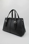 Women's Black Double Handle Adjustable Cross Strap Zippered Daily Hand and Shoulder Bag - 4