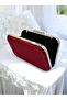 Burgundy Crystal Stone Satin Women's Evening Bag Evening Dress Bag - 3