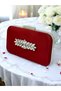 Burgundy Crystal Stone Satin Women's Evening Bag Evening Dress Bag