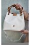 Women's Cream Braided 5 Compartment Shoulder Bag - 4