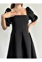Square Neck Pleated Midi Length Dress - 2