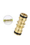 2 Way Garden Brass Hose Connector Joiner Coupler Watering Water Pipe Tap Male Water Pipe Repair E... - 2