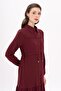 Gathered Waist Scalloped Detailed Dress Claret Red 9324-E - 5