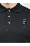 Men's Regular Fit Stripe Pattern on the Shoulders Short Sleeve Cotton Black Polo Neck T-Shirt 25411300 -011 - 5