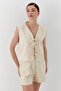 Linen vest blouse natural - 3