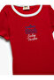 Crew Neck Short Sleeve Cotton Embroidered Camisole T-Shirt - 3