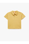Cotton Button Short Sleeve Polo Neck T-Shirt